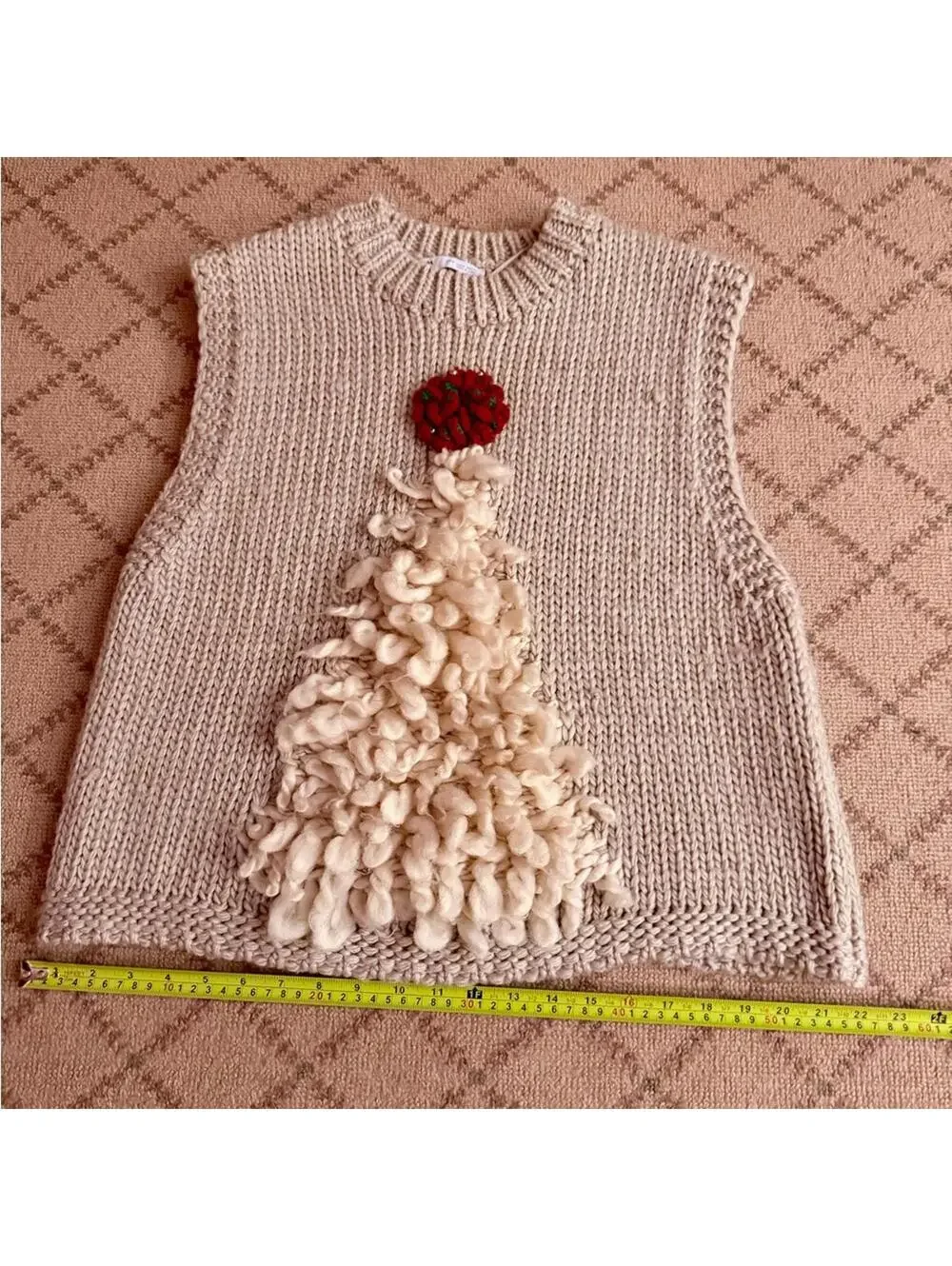 Zara Embroidered and Embellished Christmas tree Knit Holiday vest M - Picture 8 of 13